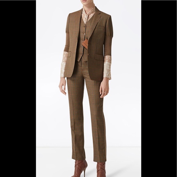 Burberry knitted sleeve houndstooth tailored wool jacket - Picture 3 of 14